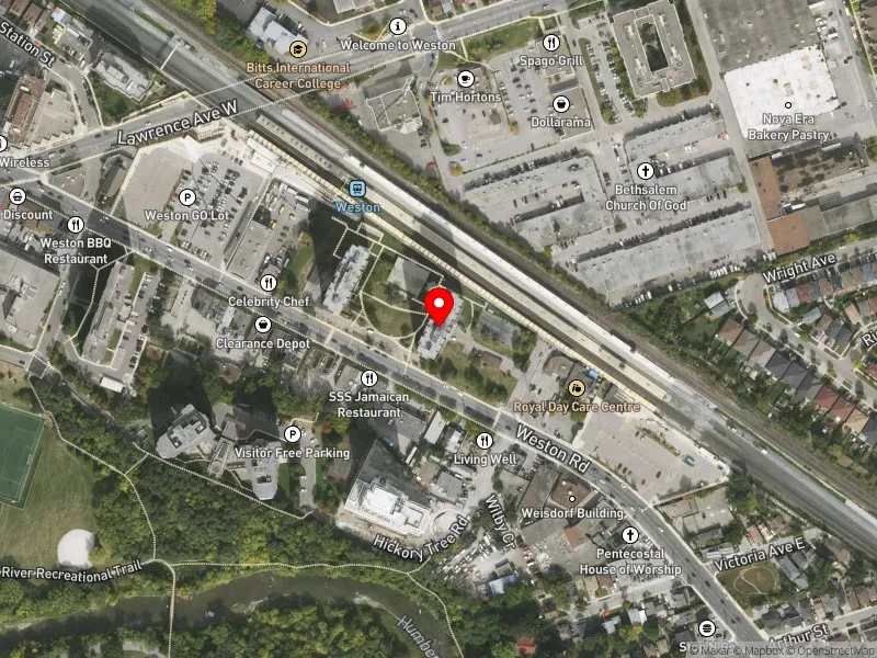 RentSafeTO apartment evaluation satellite view of 1765 WESTON RD in York South-Weston, Toronto