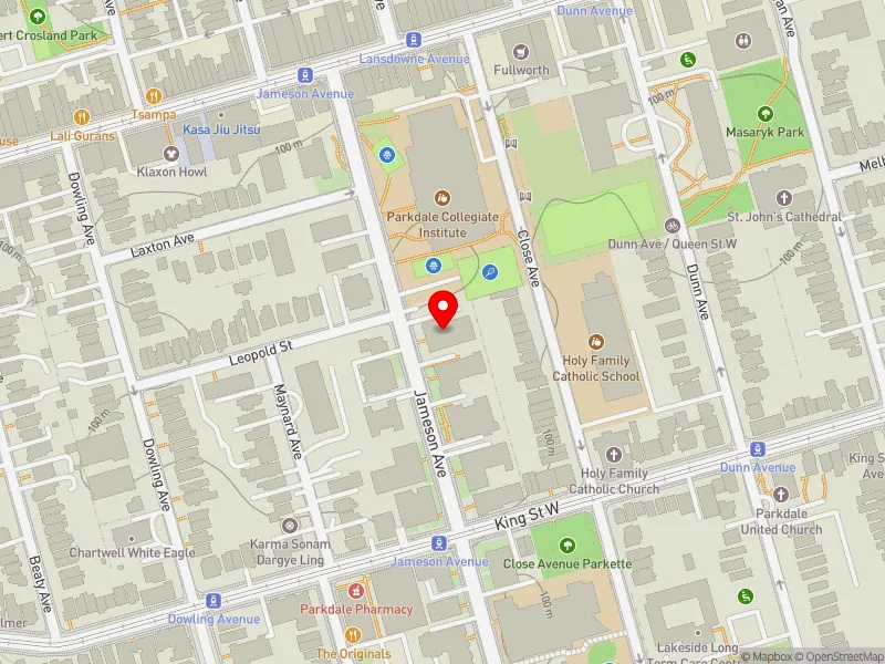 RentSafeTO apartment evaluation map view of 177 JAMESON AVE in Parkdale-High Park, Toronto