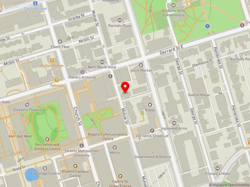 RentSafeTO apartment evaluation map view of 177 MUTUAL ST in Toronto Centre, Toronto