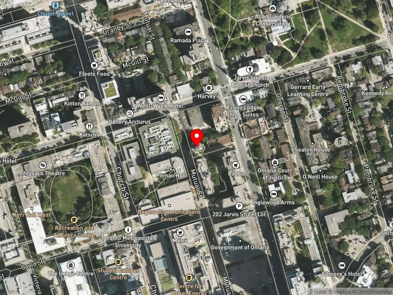RentSafeTO apartment evaluation satellite view of 177 MUTUAL ST in Toronto Centre, Toronto
