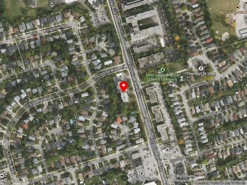 RentSafeTO apartment evaluation satellite view of 1780 VICTORIA PARK AVE in Don Valley East, Toronto