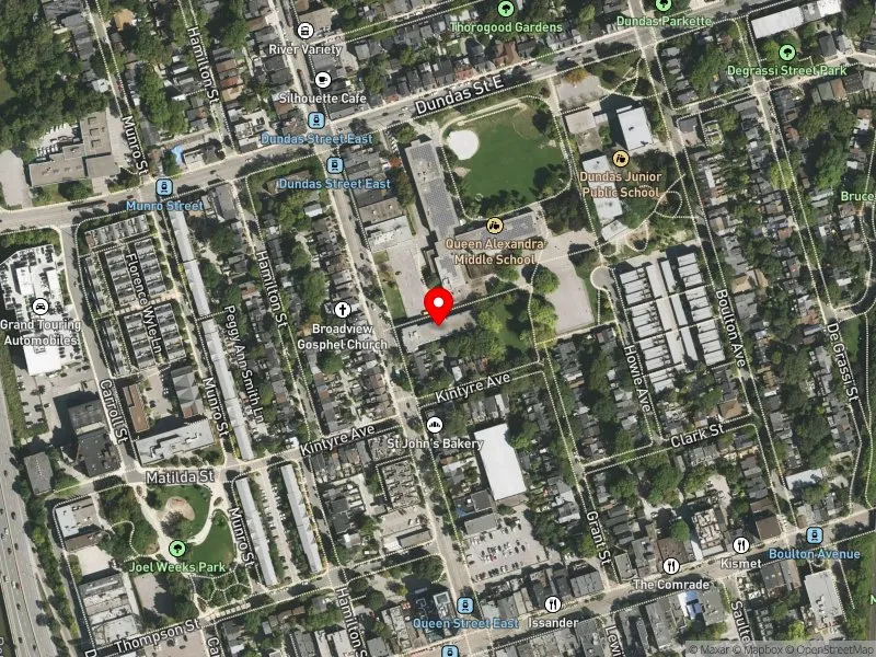 RentSafeTO apartment evaluation satellite view of 179 BROADVIEW AVE in Toronto-Danforth, Toronto
