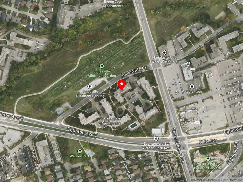 RentSafeTO apartment evaluation satellite view of 1790 EGLINTON AVE E in Don Valley East, Toronto