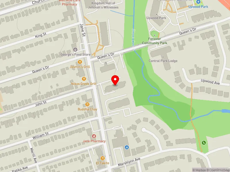 RentSafeTO apartment evaluation map view of 1795 JANE ST in York South-Weston, Toronto