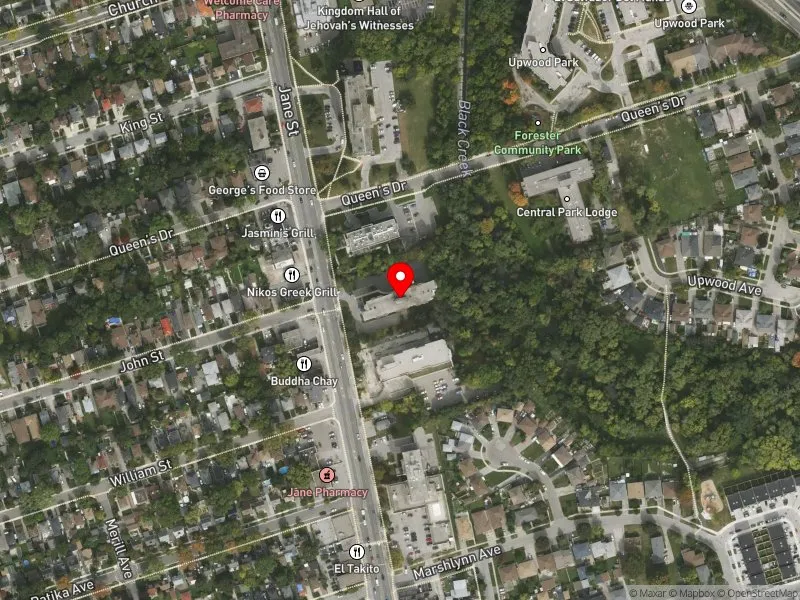 RentSafeTO apartment evaluation satellite view of 1795 JANE ST in York South-Weston, Toronto