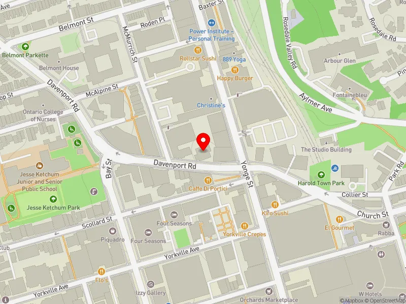 RentSafeTO apartment evaluation map view of 18 DAVENPORT RD in University-Rosedale, Toronto