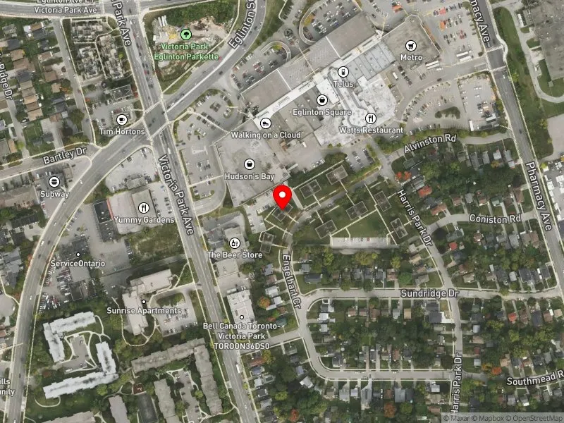 RentSafeTO apartment evaluation satellite view of 18 ENGELHART CRES in Scarborough Southwest, Toronto