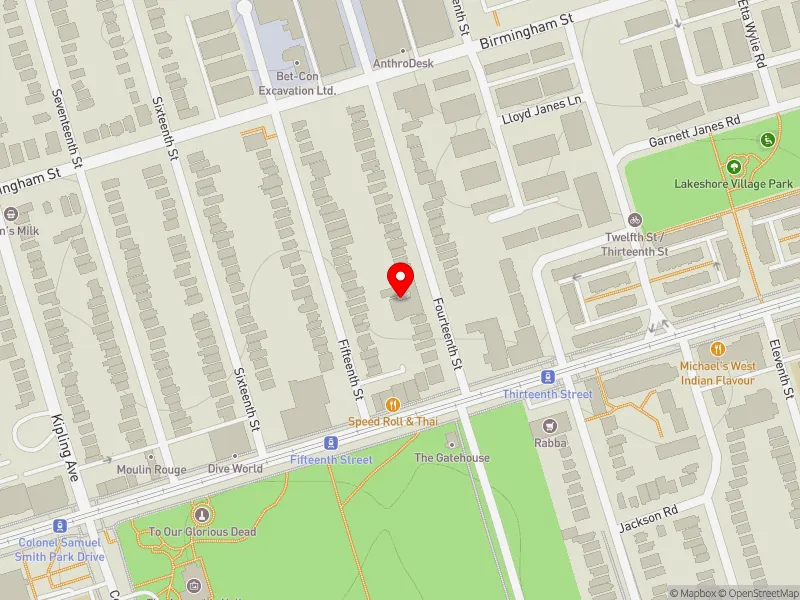 RentSafeTO apartment evaluation map view of 18 FOURTEENTH ST in Etobicoke-Lakeshore, Toronto