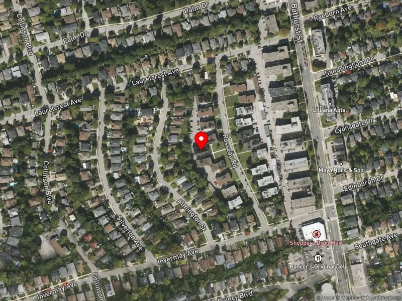 RentSafeTO apartment evaluation satellite view of 18 ROSSEAU RD in York Centre, Toronto