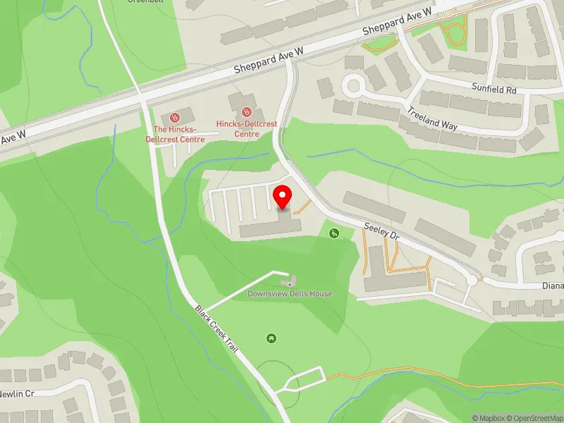 RentSafeTO apartment evaluation map view of 18 SEELEY DR in York Centre, Toronto
