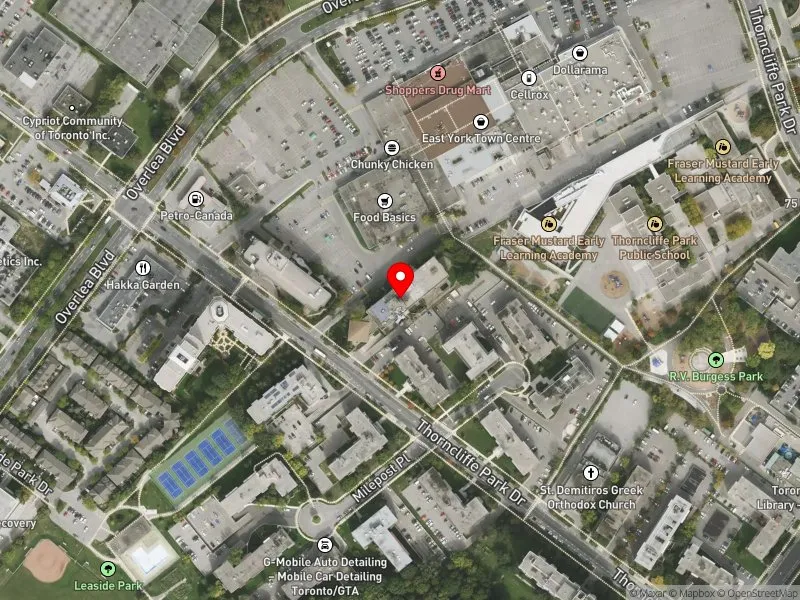 RentSafeTO apartment evaluation satellite view of 18 THORNCLIFFE PARK DR in Don Valley West, Toronto