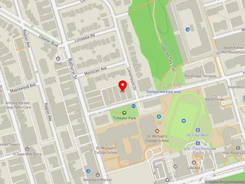 RentSafeTO apartment evaluation map view of 18 TICHESTER RD in Toronto-St. Paul's, Toronto
