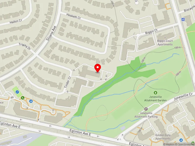 RentSafeTO apartment evaluation map view of 18 TINDER CRES in Don Valley East, Toronto