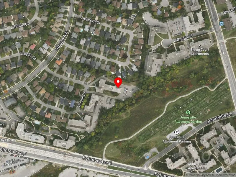 RentSafeTO apartment evaluation satellite view of 18 TINDER CRES in Don Valley East, Toronto