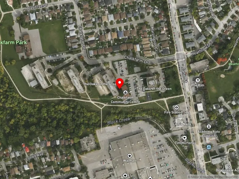 RentSafeTO apartment evaluation satellite view of 180 CHALKFARM DR in Humber River-Black Creek, Toronto