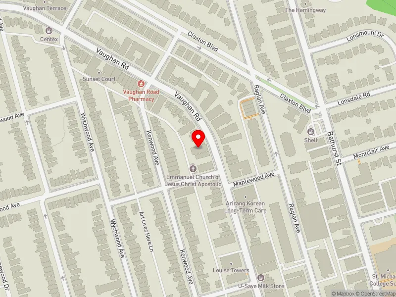 RentSafeTO apartment evaluation map view of 180 VAUGHAN RD in Toronto-St. Paul's, Toronto