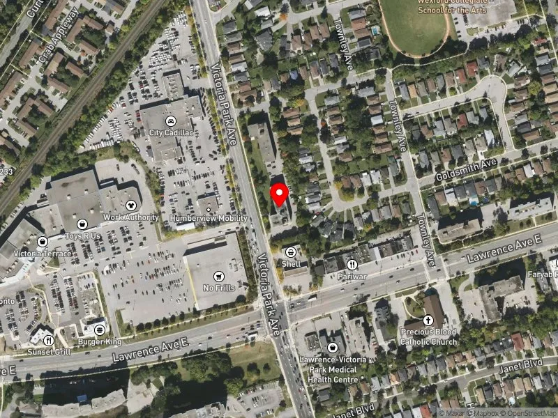 RentSafeTO apartment evaluation satellite view of 1817 VICTORIA PARK AVE in Scarborough Centre, Toronto
