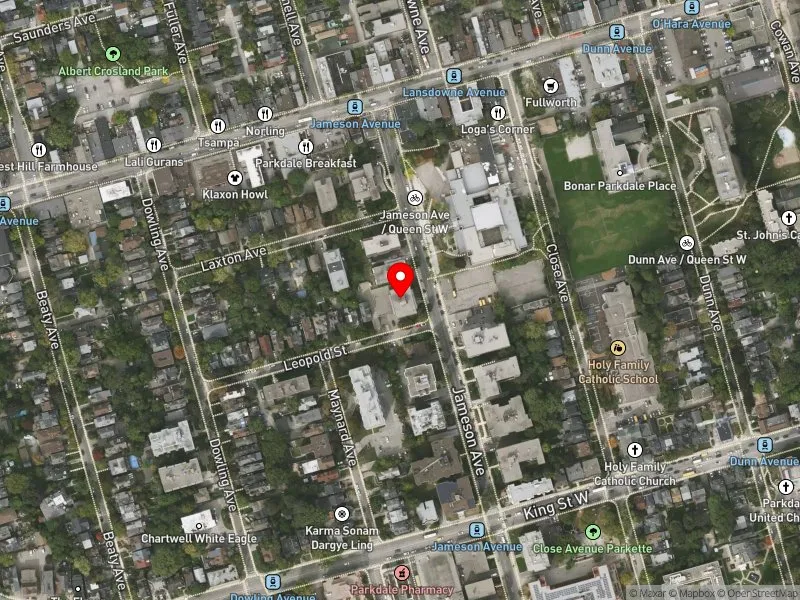 RentSafeTO apartment evaluation satellite view of 182 JAMESON AVE in Parkdale-High Park, Toronto