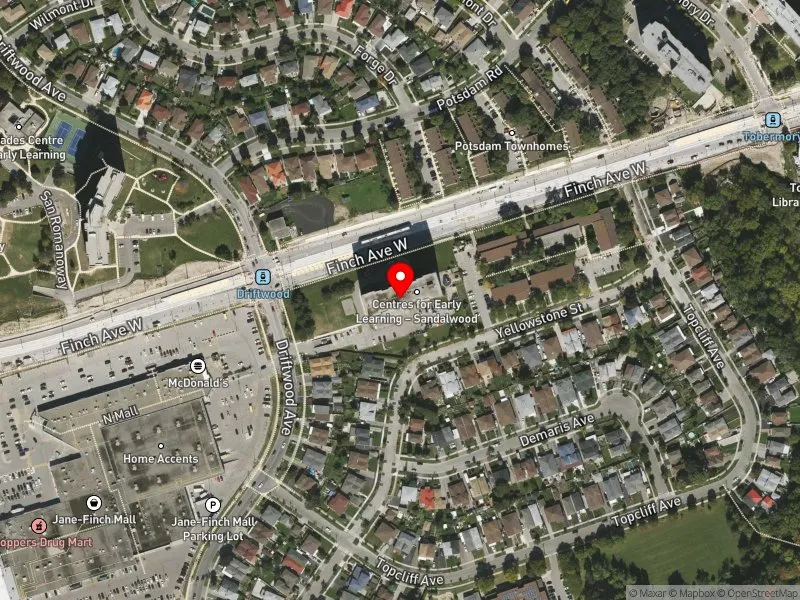 RentSafeTO apartment evaluation satellite view of 1825 FINCH AVE W in Humber River-Black Creek, Toronto