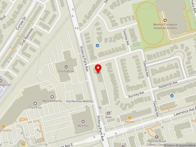 RentSafeTO apartment evaluation map view of 1827 VICTORIA PARK AVE in Scarborough Centre, Toronto