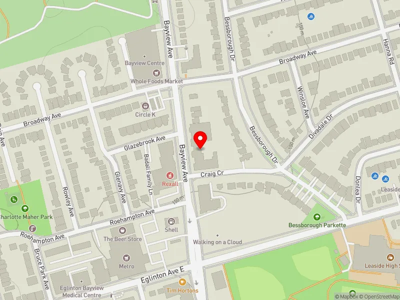 RentSafeTO apartment evaluation map view of 1833 BAYVIEW AVE in Don Valley West, Toronto