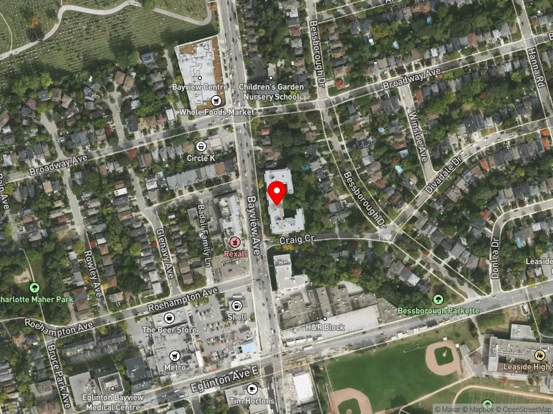 RentSafeTO apartment evaluation satellite view of 1833 BAYVIEW AVE in Don Valley West, Toronto