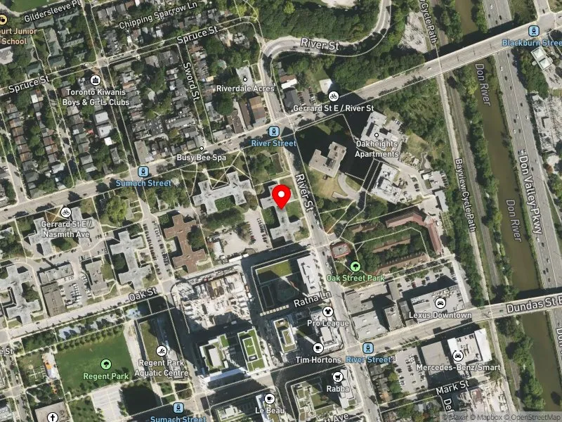 RentSafeTO apartment evaluation satellite view of 184 RIVER ST in Toronto Centre, Toronto
