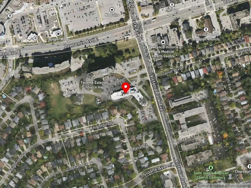 RentSafeTO apartment evaluation satellite view of 1840 VICTORIA PARK AVE in Don Valley East, Toronto