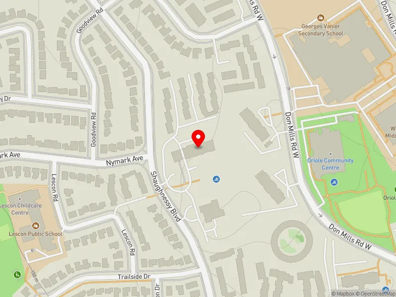 RentSafeTO apartment evaluation map view of 185 SHAUGHNESSY BLVD in Don Valley North, Toronto