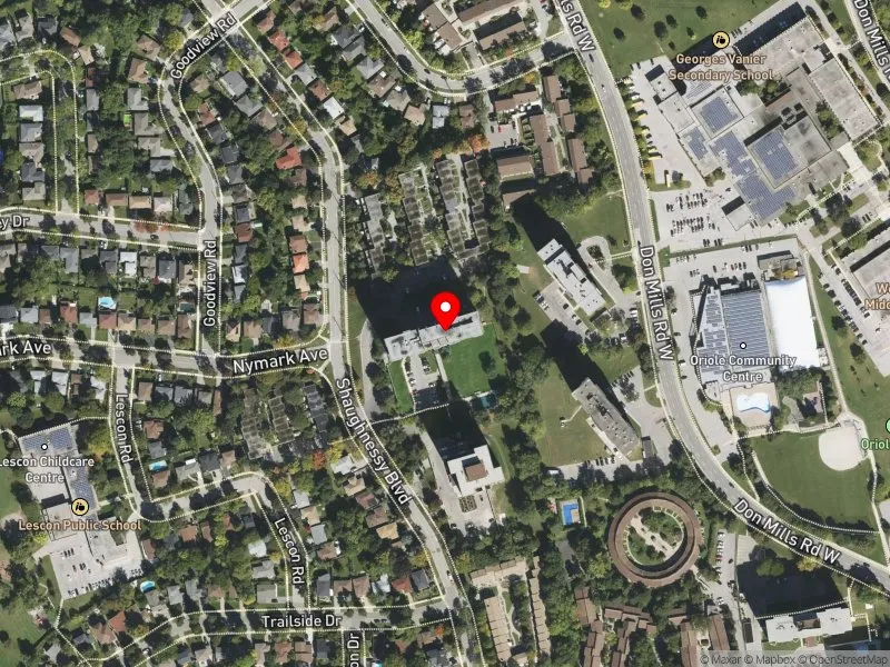 RentSafeTO apartment evaluation satellite view of 185 SHAUGHNESSY BLVD in Don Valley North, Toronto