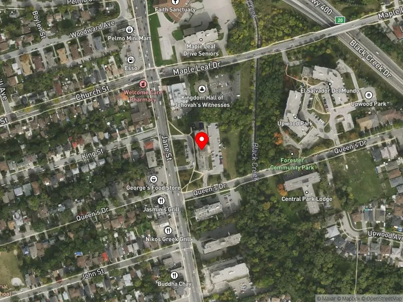 RentSafeTO apartment evaluation satellite view of 1855 JANE ST in York South-Weston, Toronto