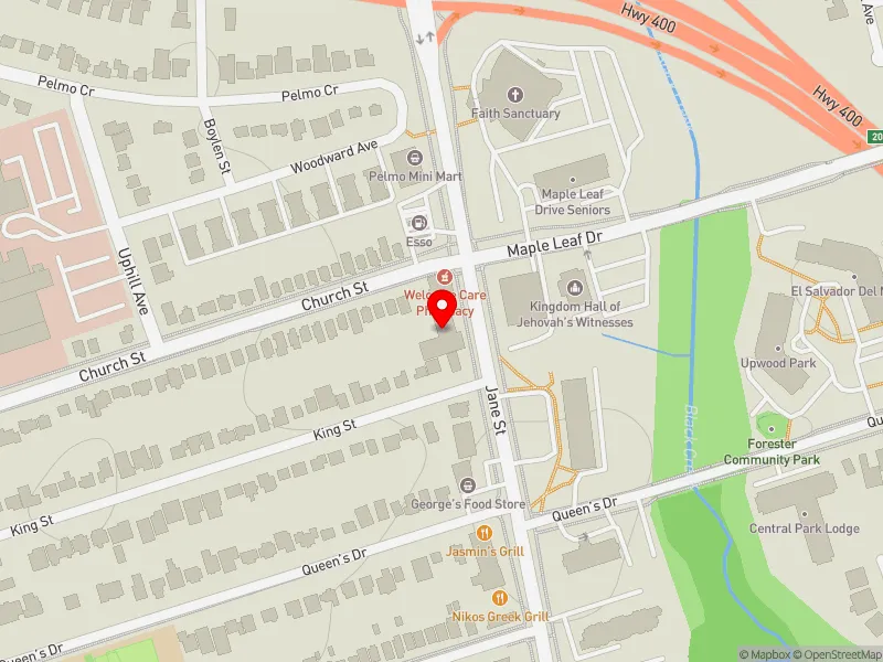RentSafeTO apartment evaluation map view of 1860 JANE ST in York South-Weston, Toronto
