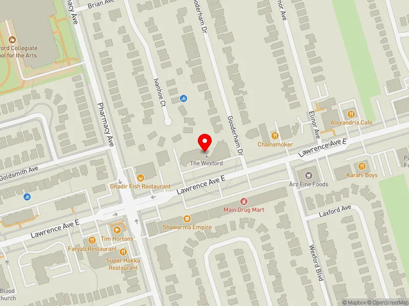 RentSafeTO apartment evaluation map view of 1860 LAWRENCE AVE E in Scarborough Centre, Toronto