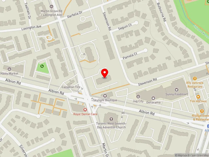 RentSafeTO apartment evaluation map view of 1865 MARTIN GROVE RD in Etobicoke North, Toronto