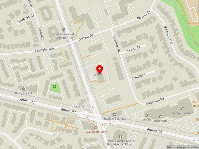 RentSafeTO apartment evaluation map view of 1875 MARTIN GROVE RD in Etobicoke North, Toronto