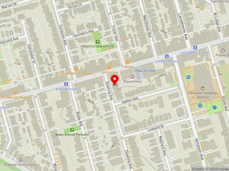 RentSafeTO apartment evaluation map view of 189 DOWLING AVE in Parkdale-High Park, Toronto