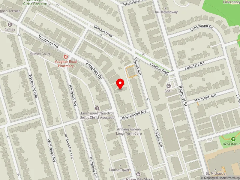RentSafeTO apartment evaluation map view of 189 VAUGHAN RD in Toronto-St. Paul's, Toronto