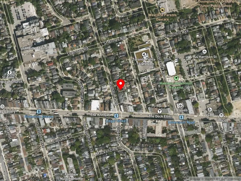 RentSafeTO apartment evaluation satellite view of 19-21 RUSHOLME RD in Davenport, Toronto