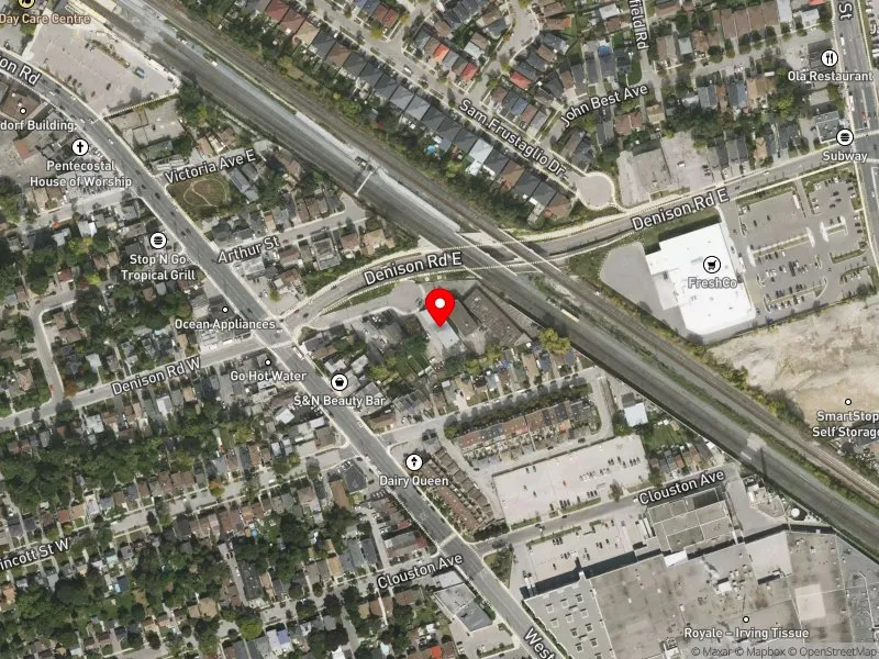 RentSafeTO apartment evaluation satellite view of 19 DENISON RD E in York South-Weston, Toronto