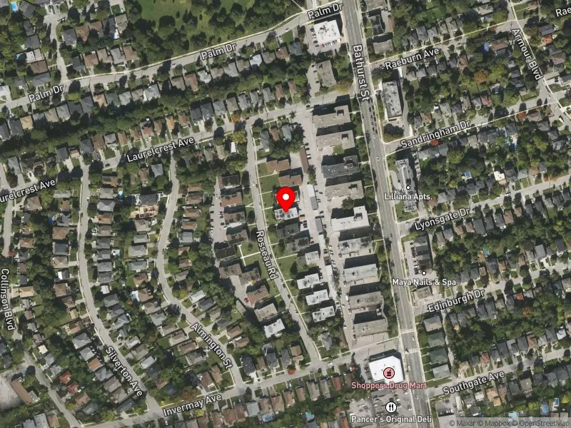 RentSafeTO apartment evaluation satellite view of 19 ROSSEAU RD in York Centre, Toronto