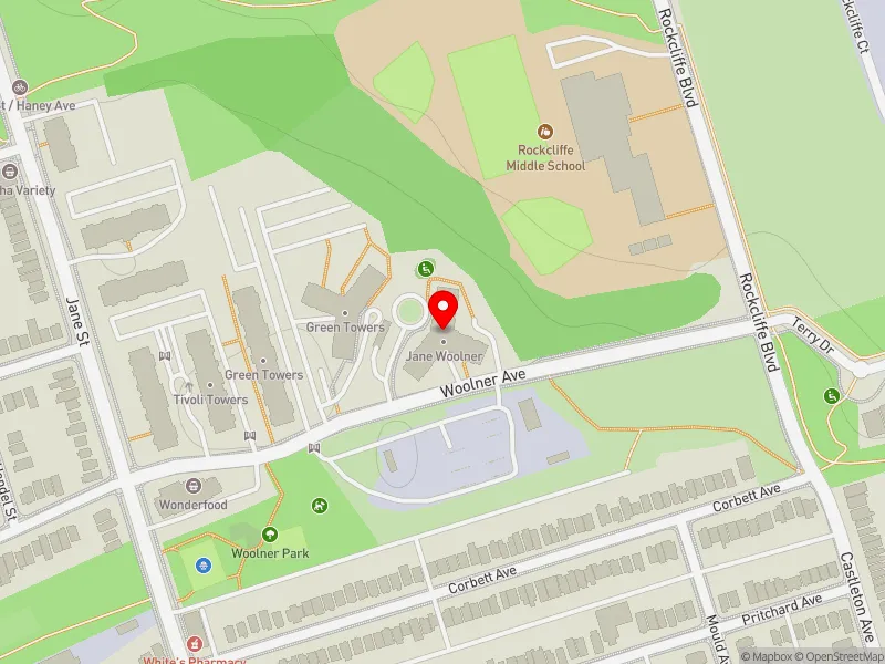 RentSafeTO apartment evaluation map view of 190 WOOLNER AVE in York South-Weston, Toronto