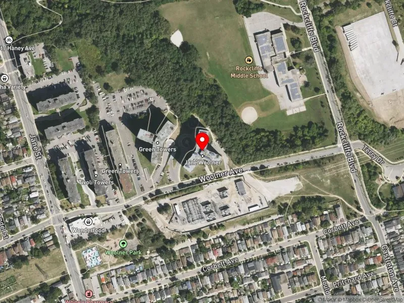 RentSafeTO apartment evaluation satellite view of 190 WOOLNER AVE in York South-Weston, Toronto