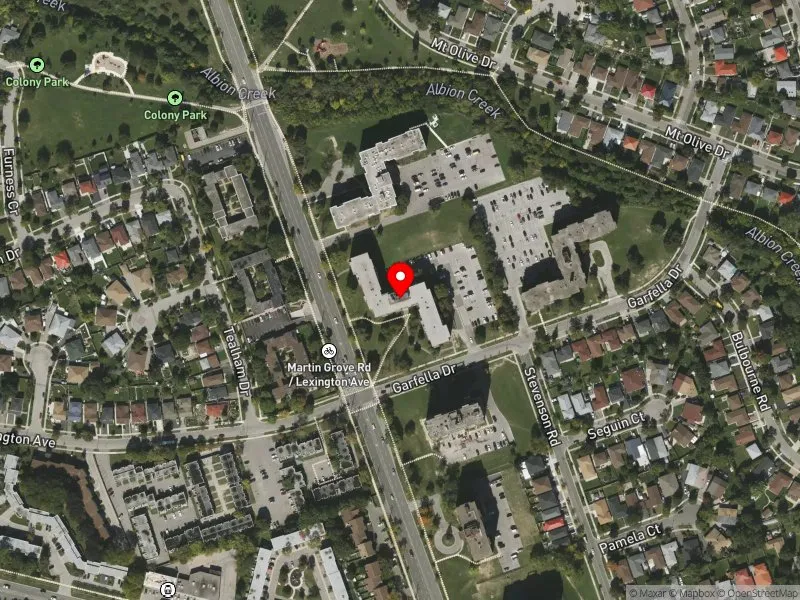 RentSafeTO apartment evaluation satellite view of 1901 MARTIN GROVE RD in Etobicoke North, Toronto