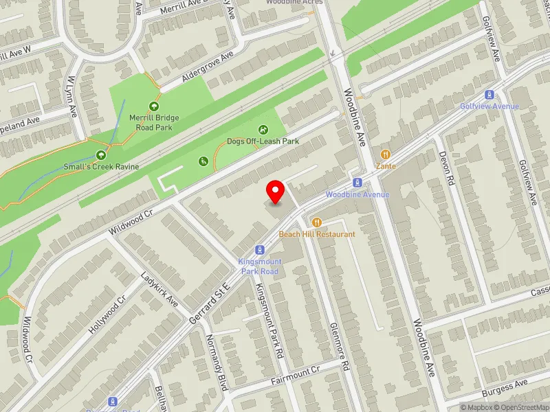 RentSafeTO apartment evaluation map view of 1908 GERRARD ST E in Beaches-East York, Toronto