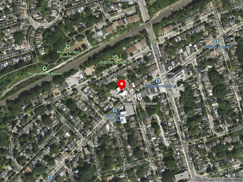 RentSafeTO apartment evaluation satellite view of 1908 GERRARD ST E in Beaches-East York, Toronto