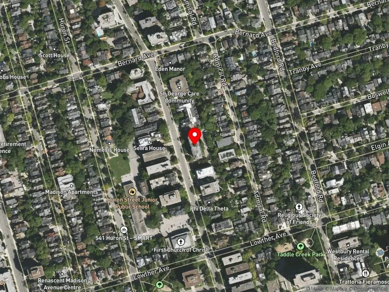 RentSafeTO apartment evaluation satellite view of 191 ST GEORGE ST in University-Rosedale, Toronto