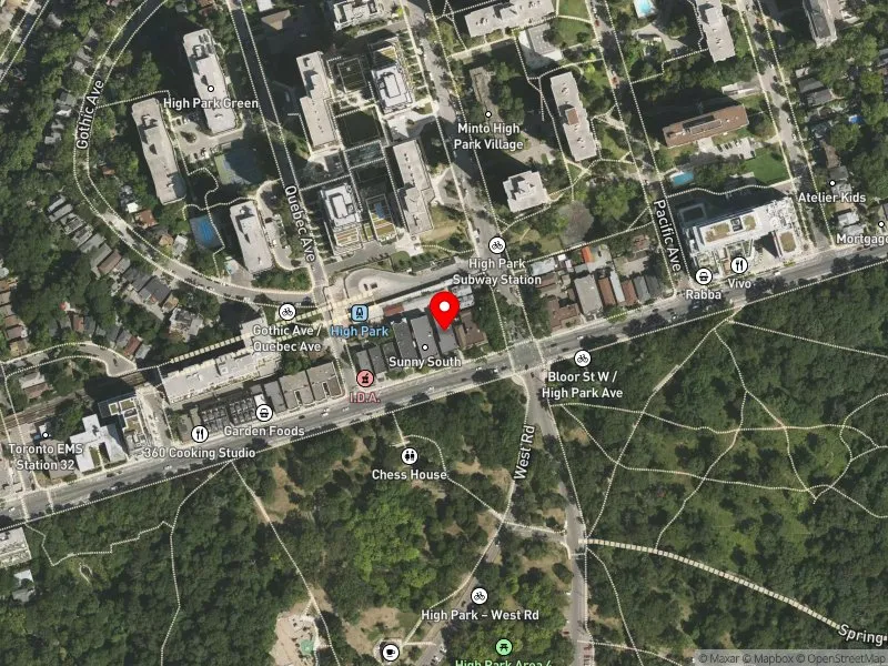 RentSafeTO apartment evaluation satellite view of 1914 BLOOR ST W in Parkdale-High Park, Toronto