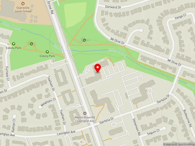 RentSafeTO apartment evaluation map view of 1915 MARTIN GROVE RD in Etobicoke North, Toronto
