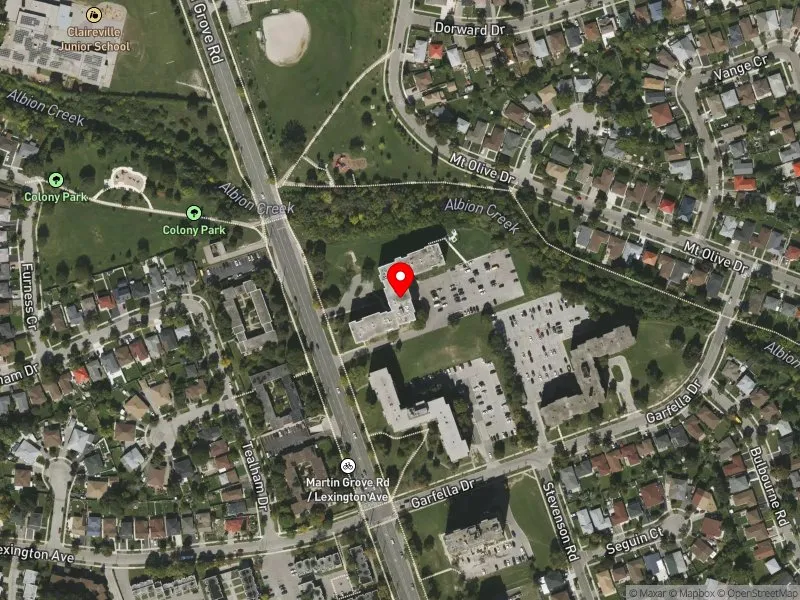 RentSafeTO apartment evaluation satellite view of 1915 MARTIN GROVE RD in Etobicoke North, Toronto