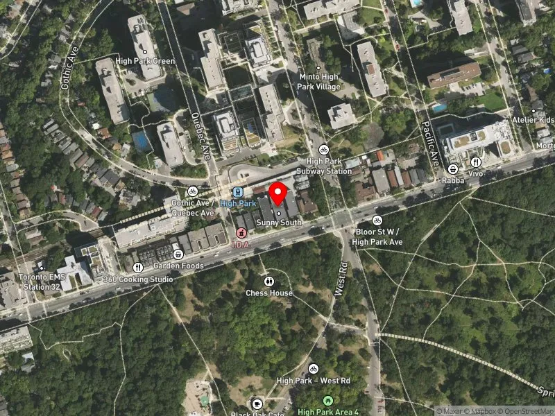 RentSafeTO apartment evaluation satellite view of 1920 BLOOR ST W in Parkdale-High Park, Toronto
